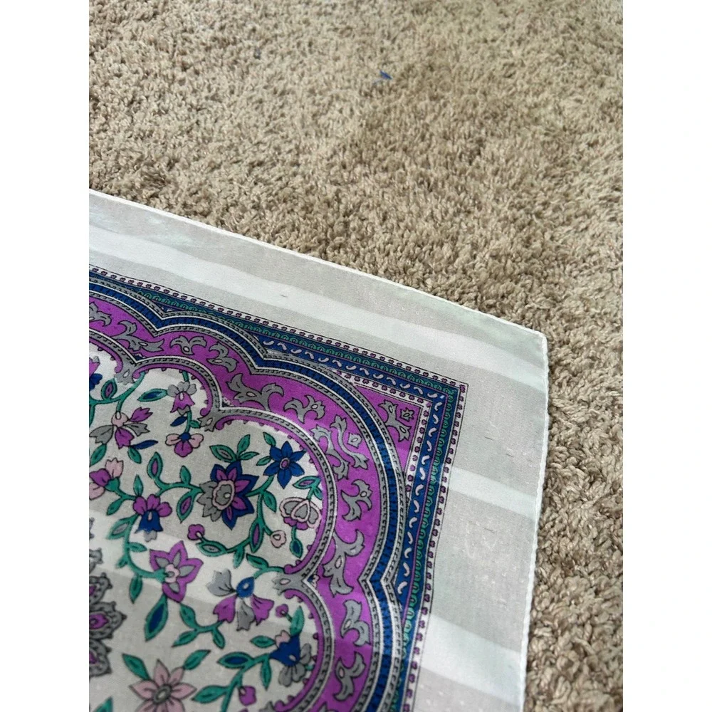 Vintage Floral Paisley Square Scarf Cottagecore Victorian Boho Tea Party Garden